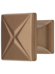 Southport Square X Knob - 1 3/8 inch Square in Brushed Bronze.